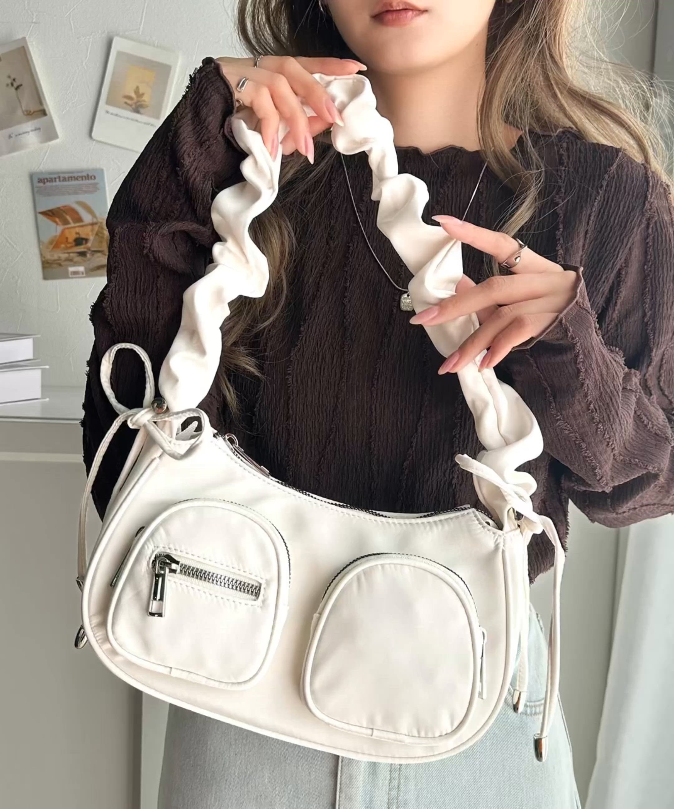 Bibiy MILLIE BASKET BAG 新品未使用 ホワイト セール】【mily bilet】大人可愛い褒められ リボン使いジップポケット