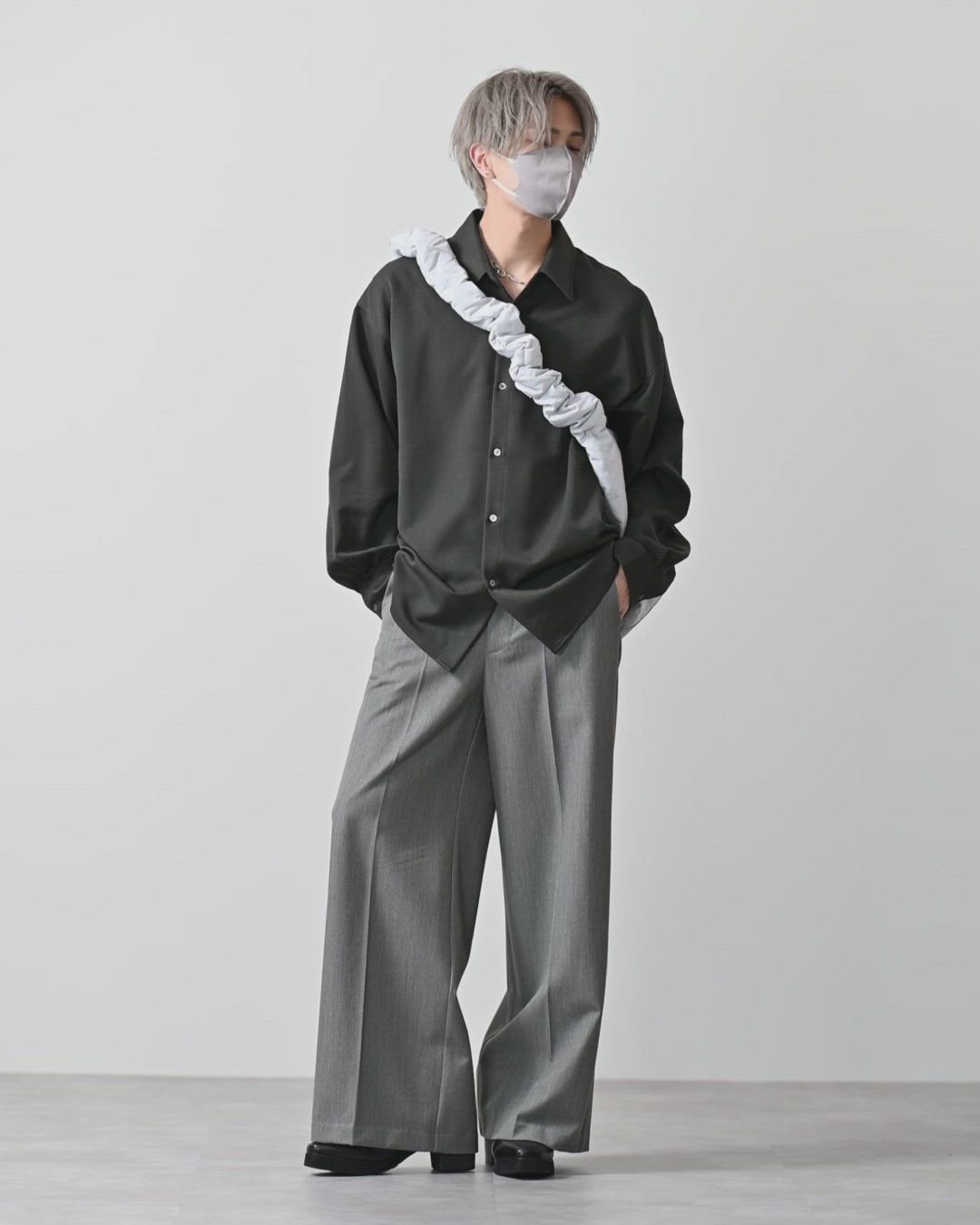 CLEL】Balloon Sleeve Loose Regular Collar Shirt / バルーン袖ルーズ