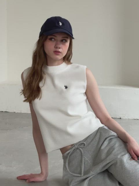 U.S. POLO ASSN.】clear 別注 ミラノリブノースリーブニットトップス