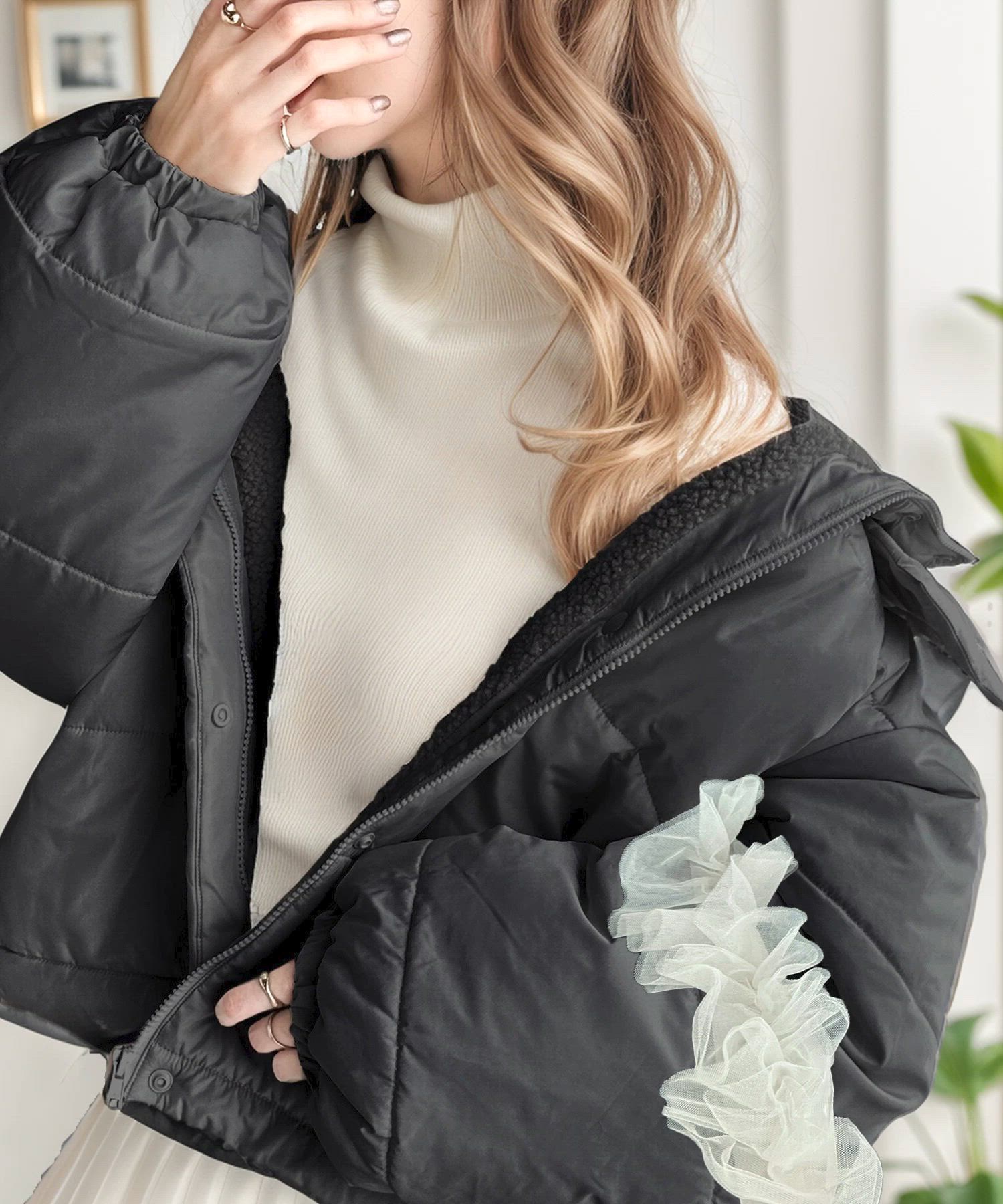 セール】冬もアクティブに！中綿フード付ショートジャケットブルゾン