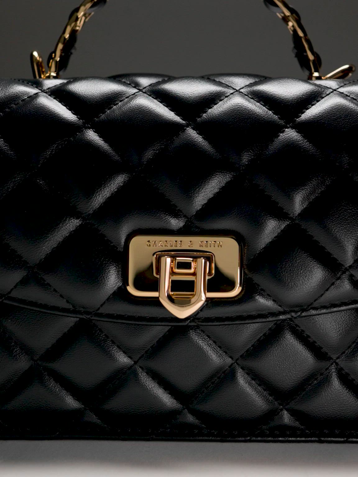 Cressida クレシダ キルトプッシュロックトップハンドルバッグ