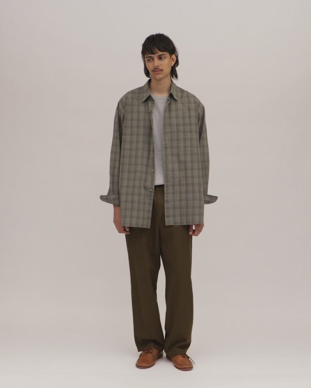Steven Alan＞ スラブ チェック レギュラーカラー シャツ LOOSE