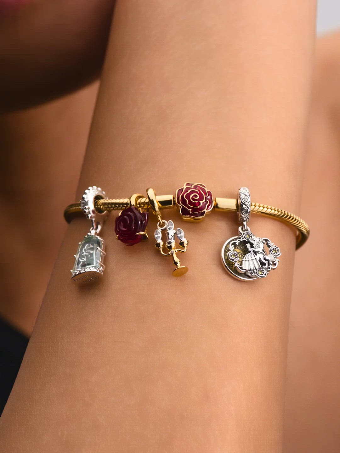 ディズニー 美女と野獣 ローズ スネークチェーン ブレスレット