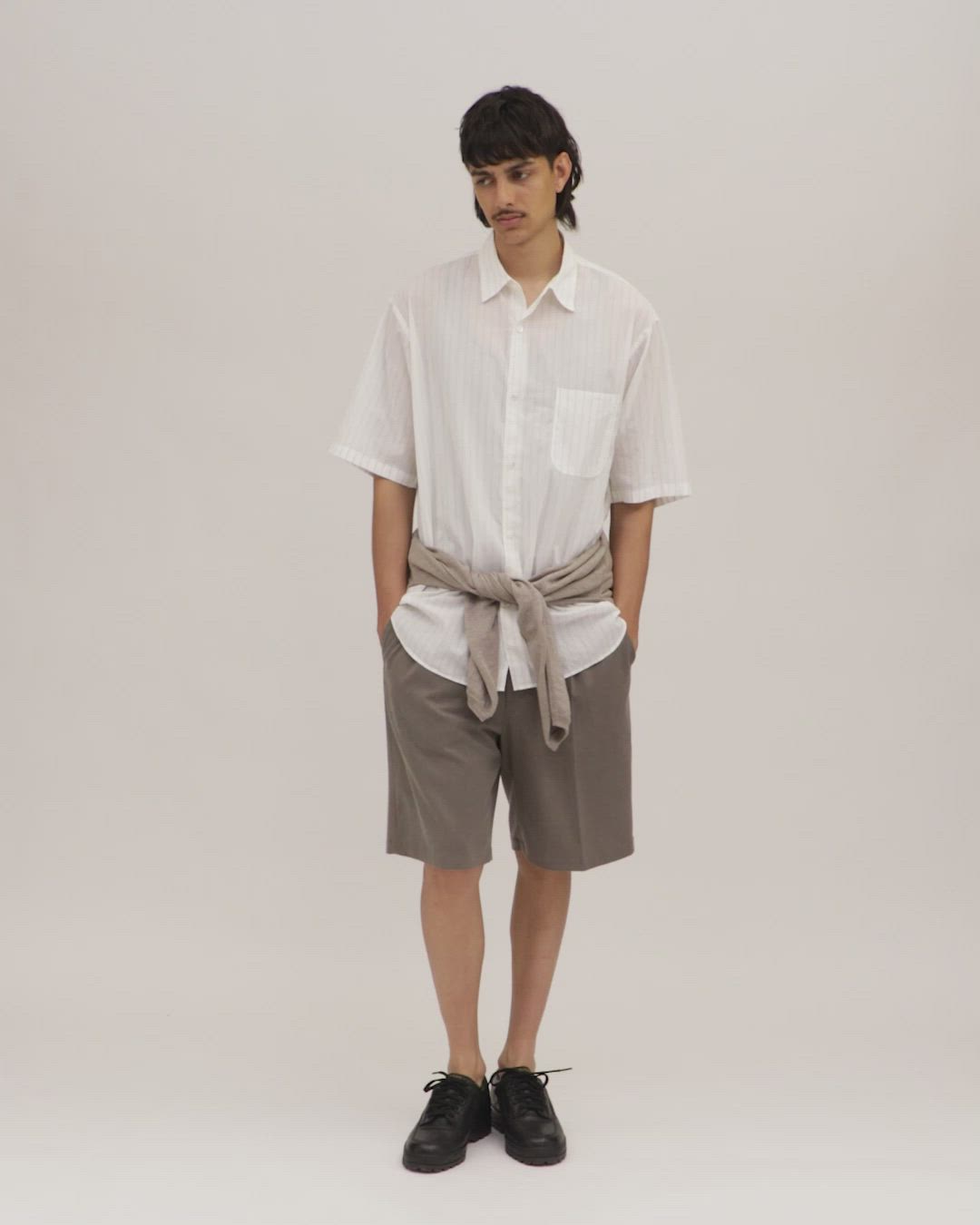 Steven Alan＞ AKIHA ストライプ レギュラーカラー ショートスリーブ