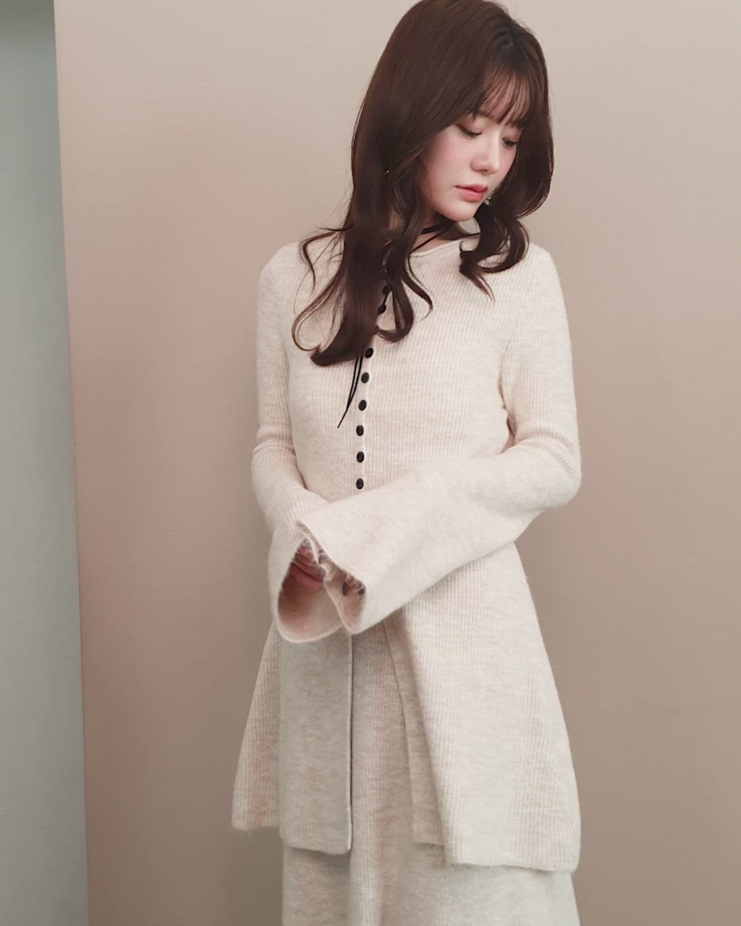 button slit knit set up /フロントボタンスリットニットセットアップ