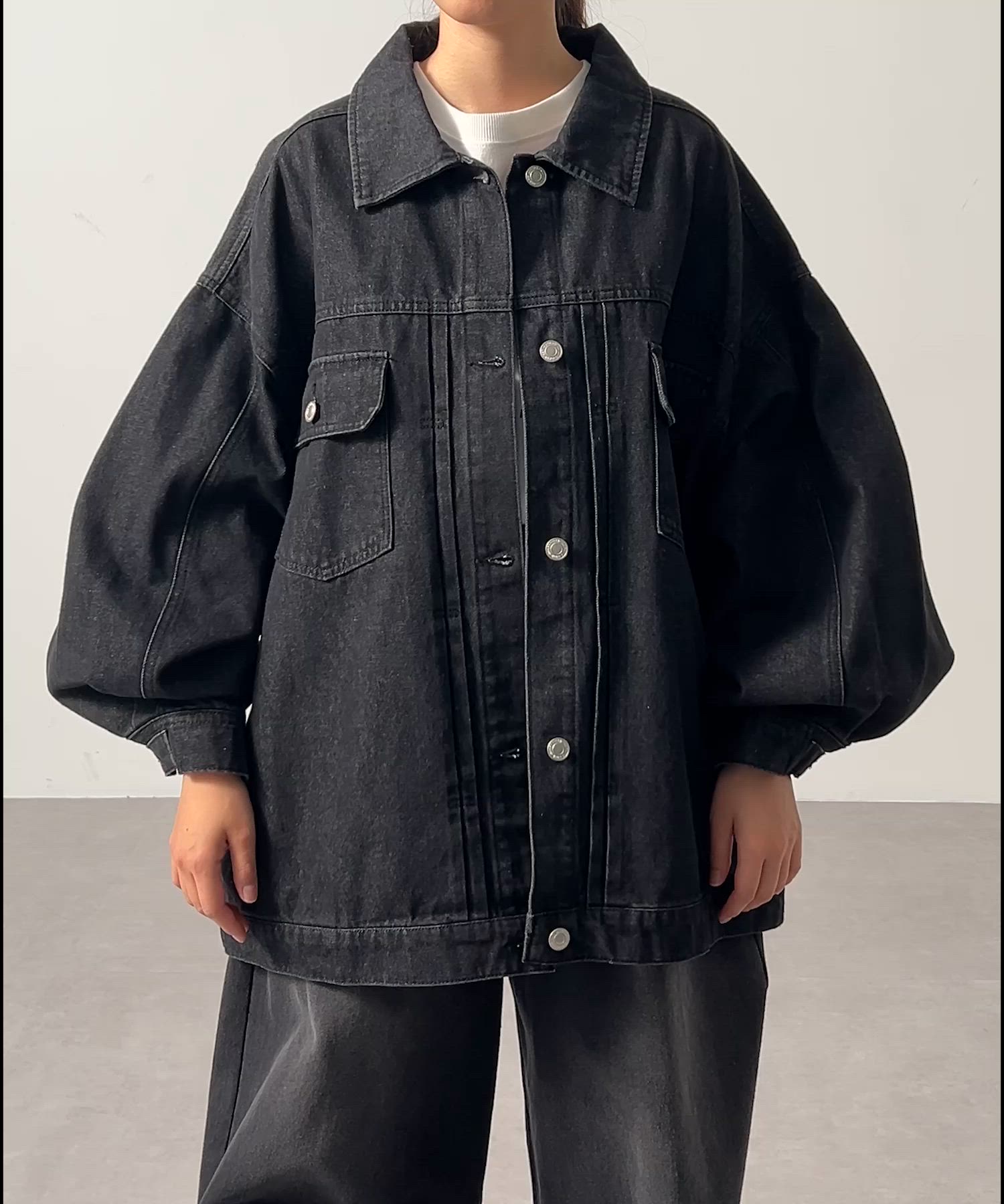 forksy.】オーバーサイズ2Wayシルエットデニムジャケット（デニム