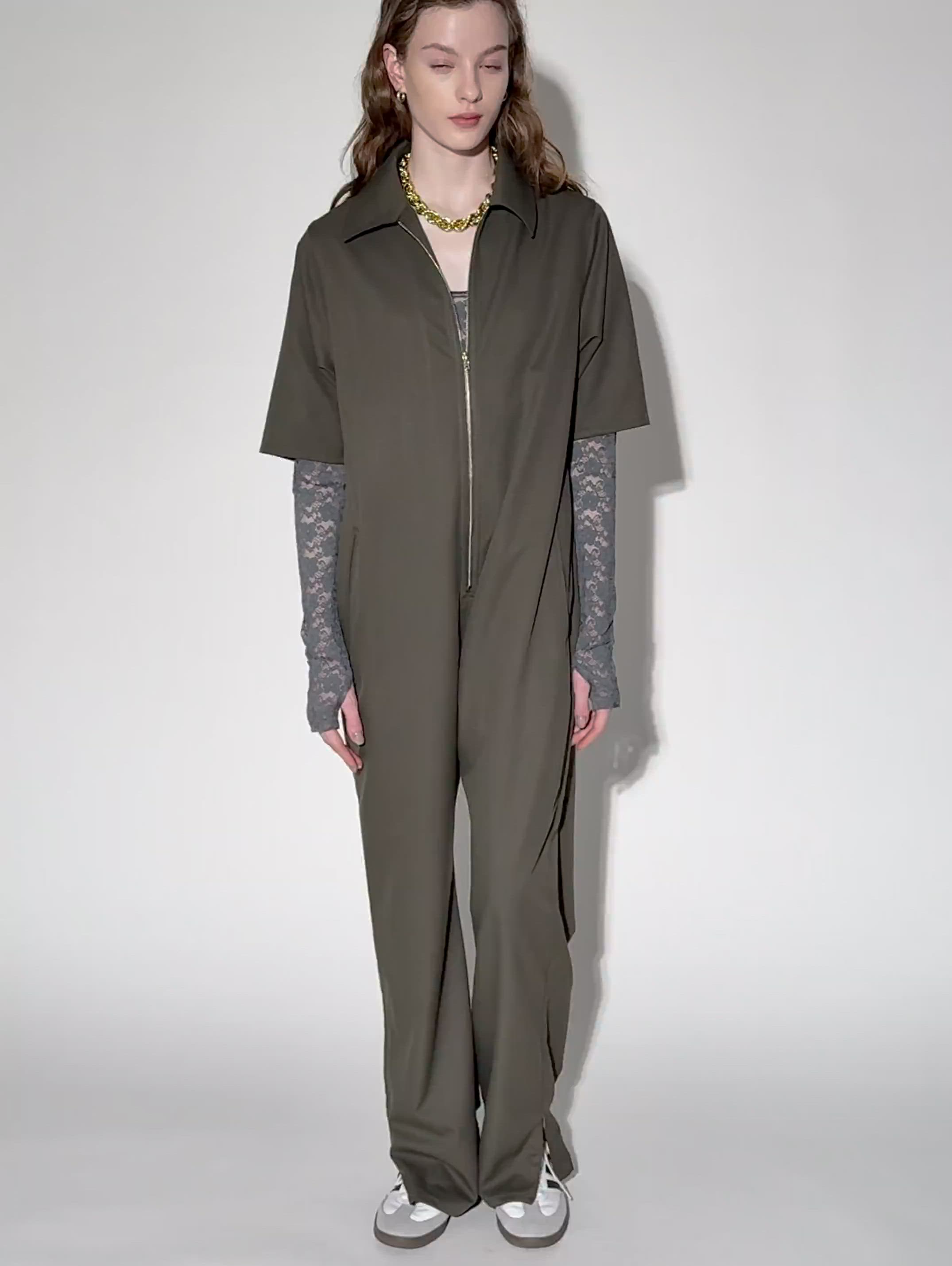 セール】Short sleeve jumpsuit / ショートスリーブジャンプスーツ