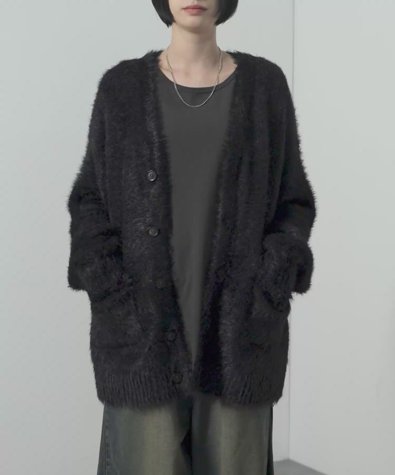 セール】【Alfred Alex】オーバーサイズシャギーニットカーディガン