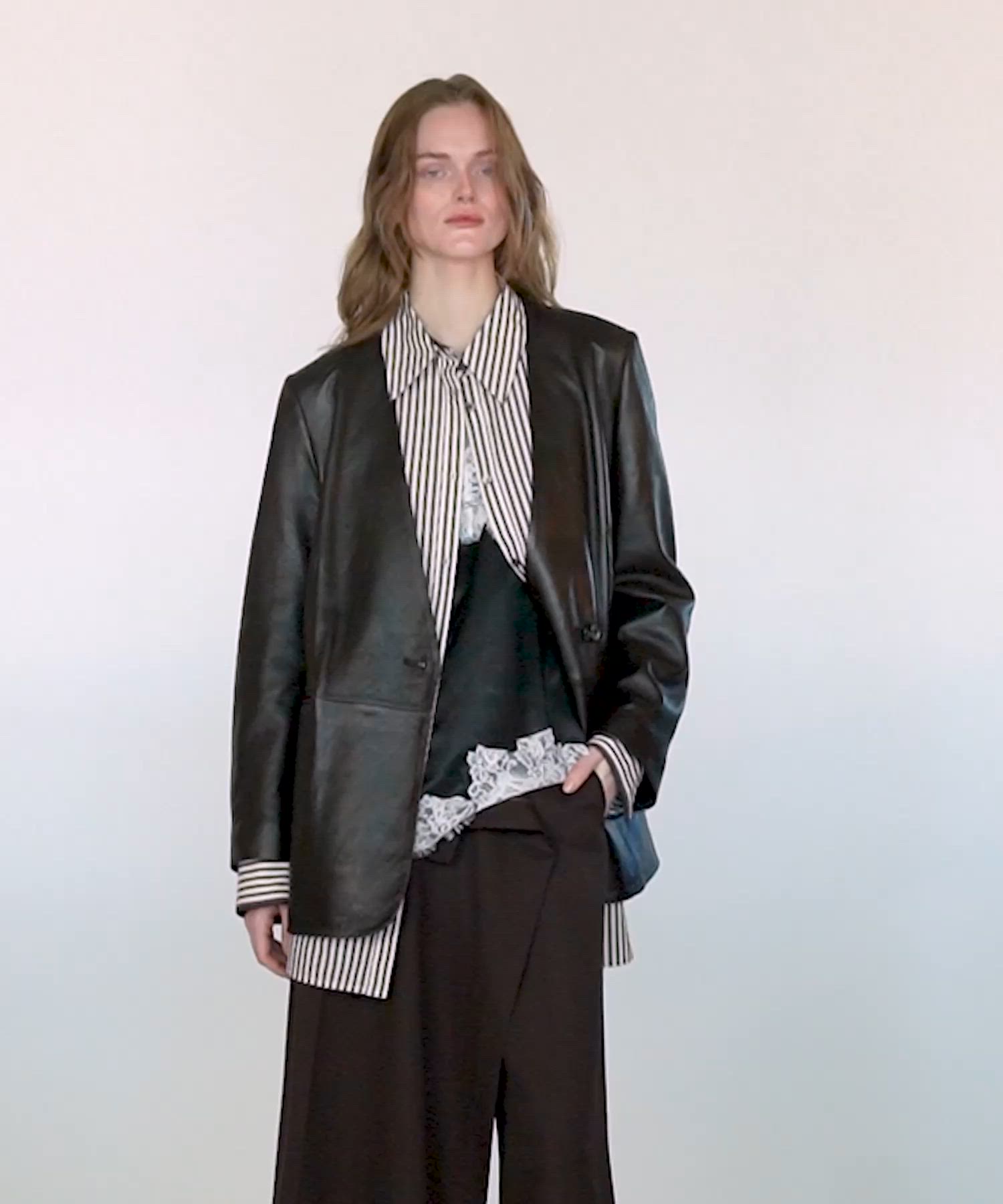 ラムレザーノーカラージャケット / Lamb Leather No-Collar Jacket