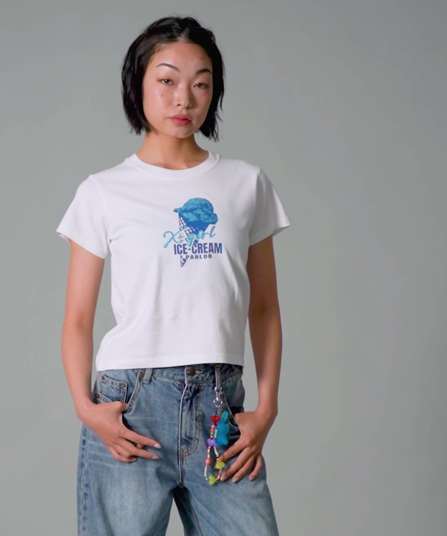 GLITTER ICE CREAM S/S BABY TEE（Tシャツ/カットソー）｜X-girl