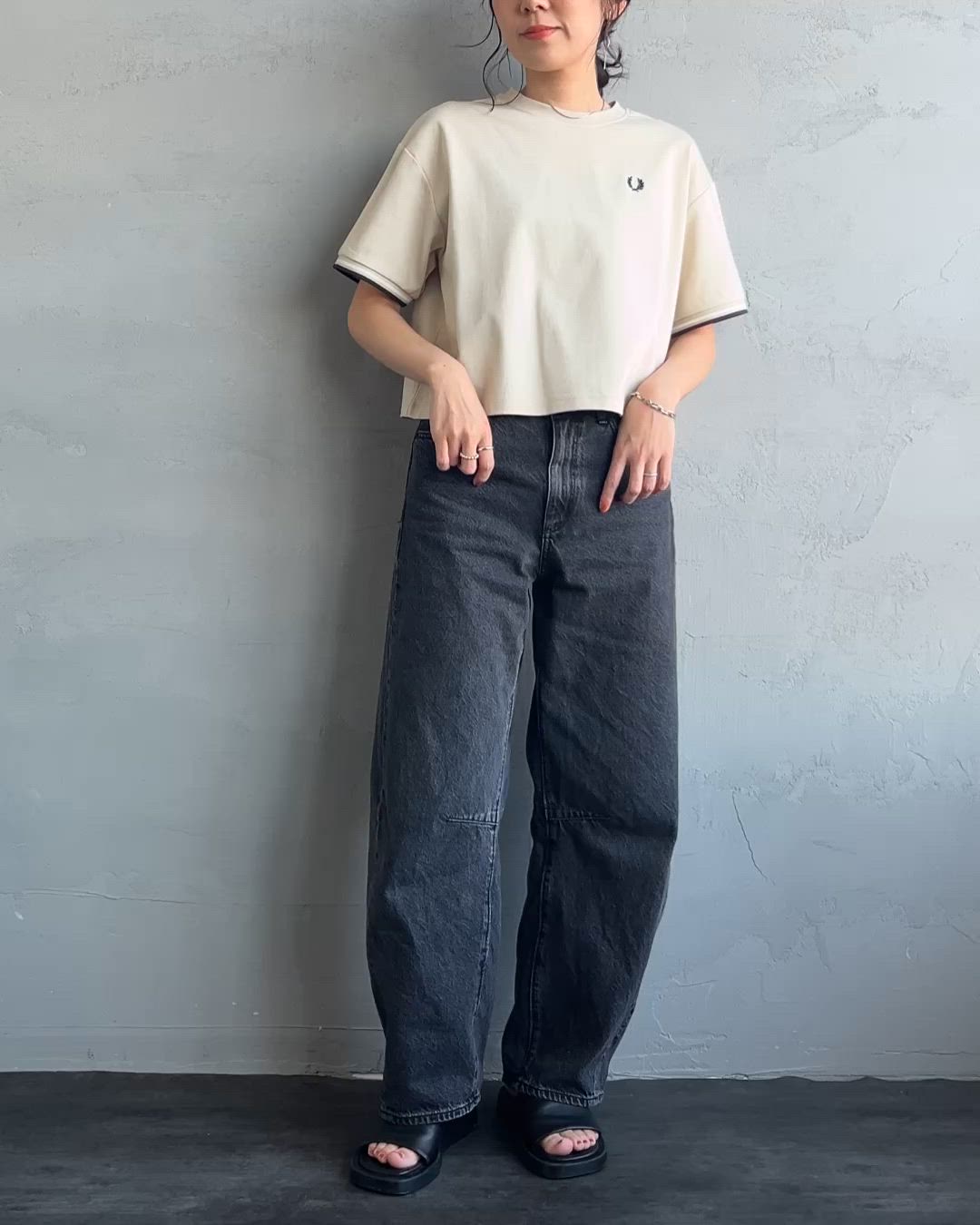別注 ツインティップ ラインワンポイントロゴ刺繍 ショートポンチTシャツ FRED PERRY/フレッドペリー] 別注 ツインティップライン ワンポイント