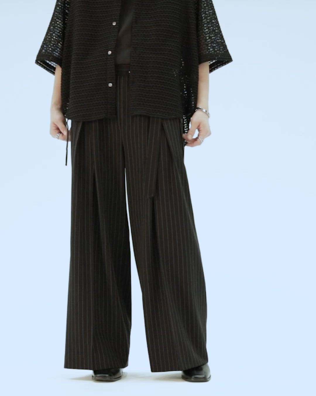 two tuck belt 'hakama' wide slacks / ツータックベルト“ハカマ