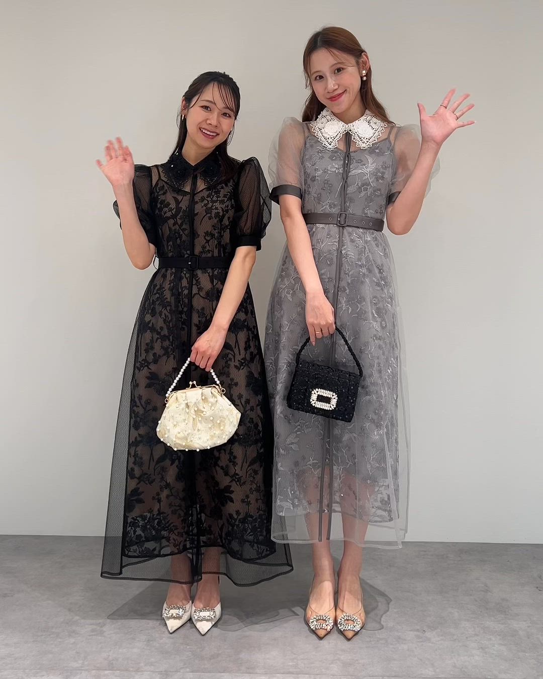 LEJA】フラワーレースカラーチュールレイヤードキャミワンピースA