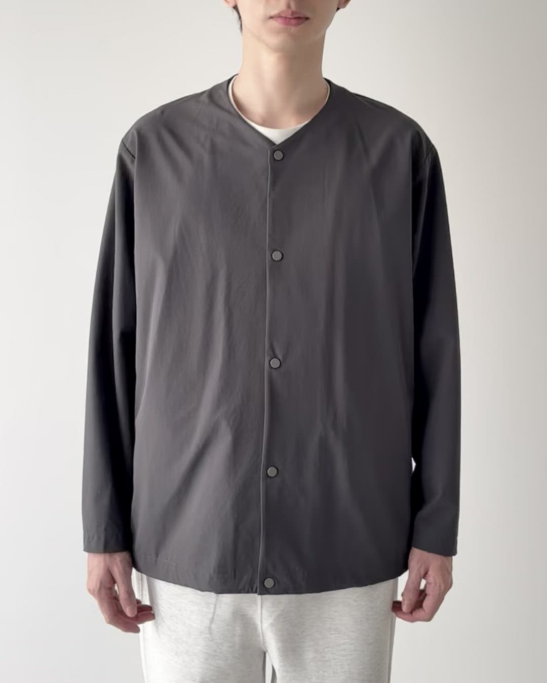 セール】ストレッチテックナイロンノーカラージャケット【ストレッチ