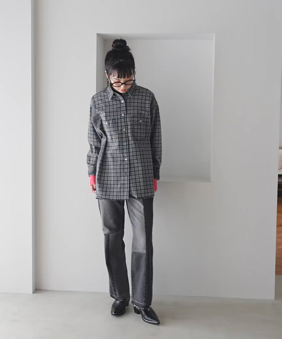NKJ 2026SS] ワークデニムチェックシャツ（シャツ/ブラウス）｜niko