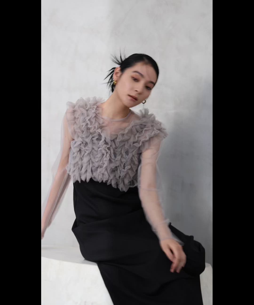 身長別画像あり】チュール フリル ベスト シアー トップス ワンピース