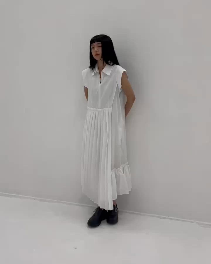 セール】【STUDIOUS/ステュディオス】Asymmetry pleats one-piece