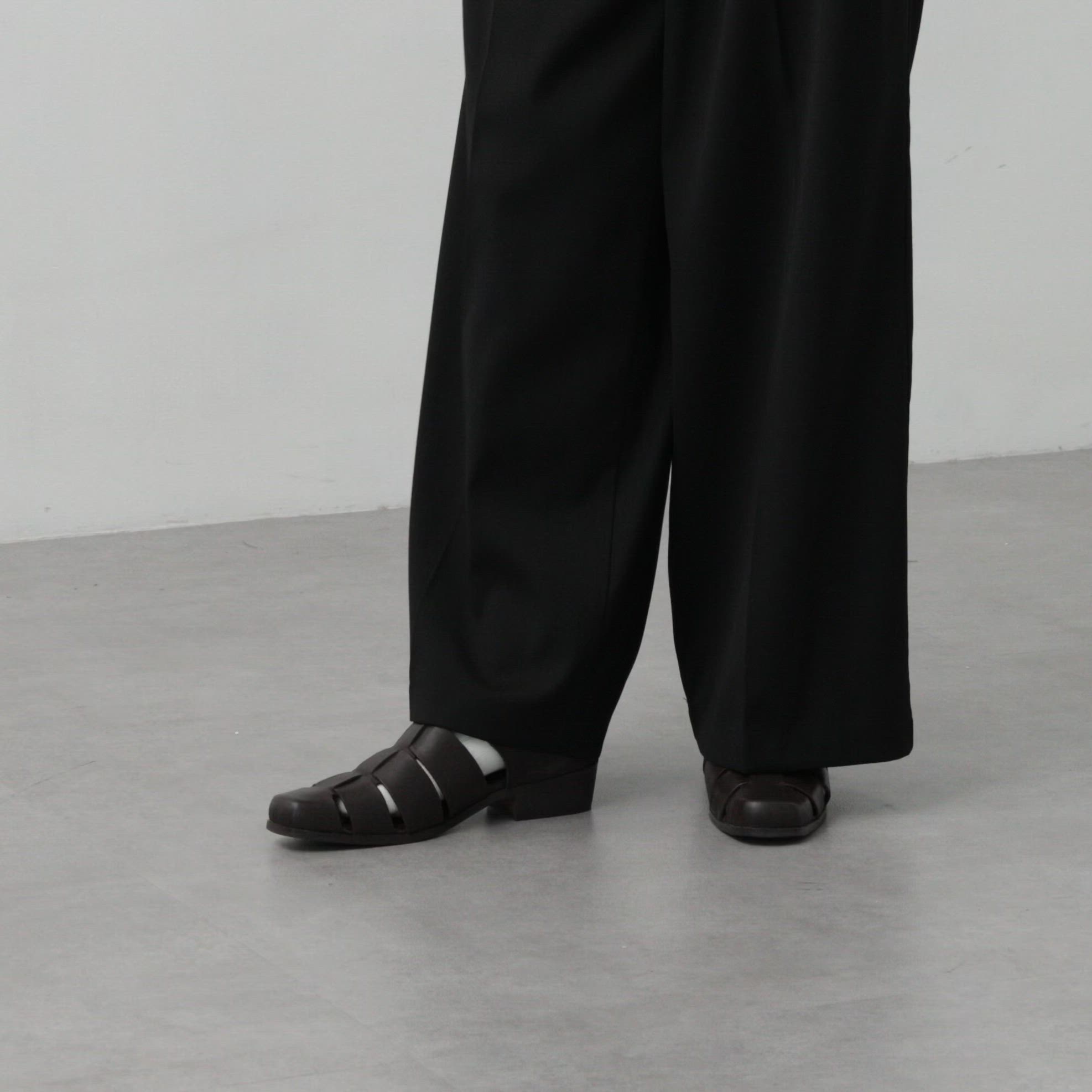 CALLNE 本革スクエアトゥグルカヒールサンダル CALLNE】Real Leather Squaretoe Gluca Heelsandal / 本革スクエアトゥ