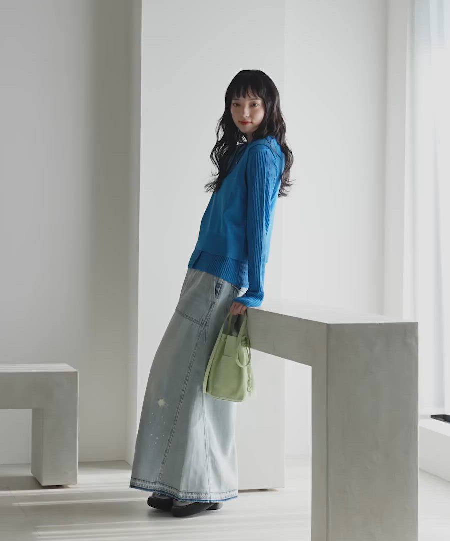 NKJ 2026SS] スリットロングデニムスカート（デニムスカート）｜niko