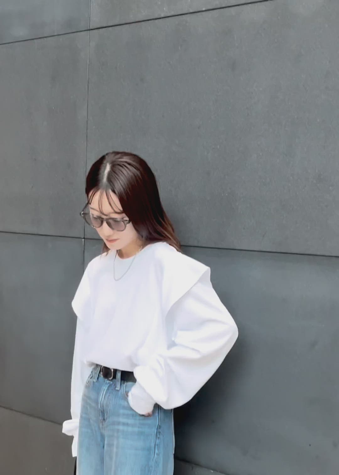 ISOOK / アイスー】ラッフルショルダーロンT / ラッフルスリーブ