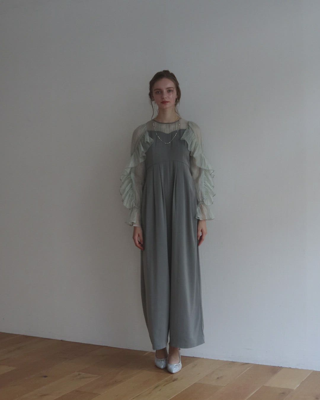 【新品】　Dorry Doll　シアーフリルパンツドレス　ブラック　M Dorry Doll（ドリードール） パンツドレス シアーフリルパンツドレス