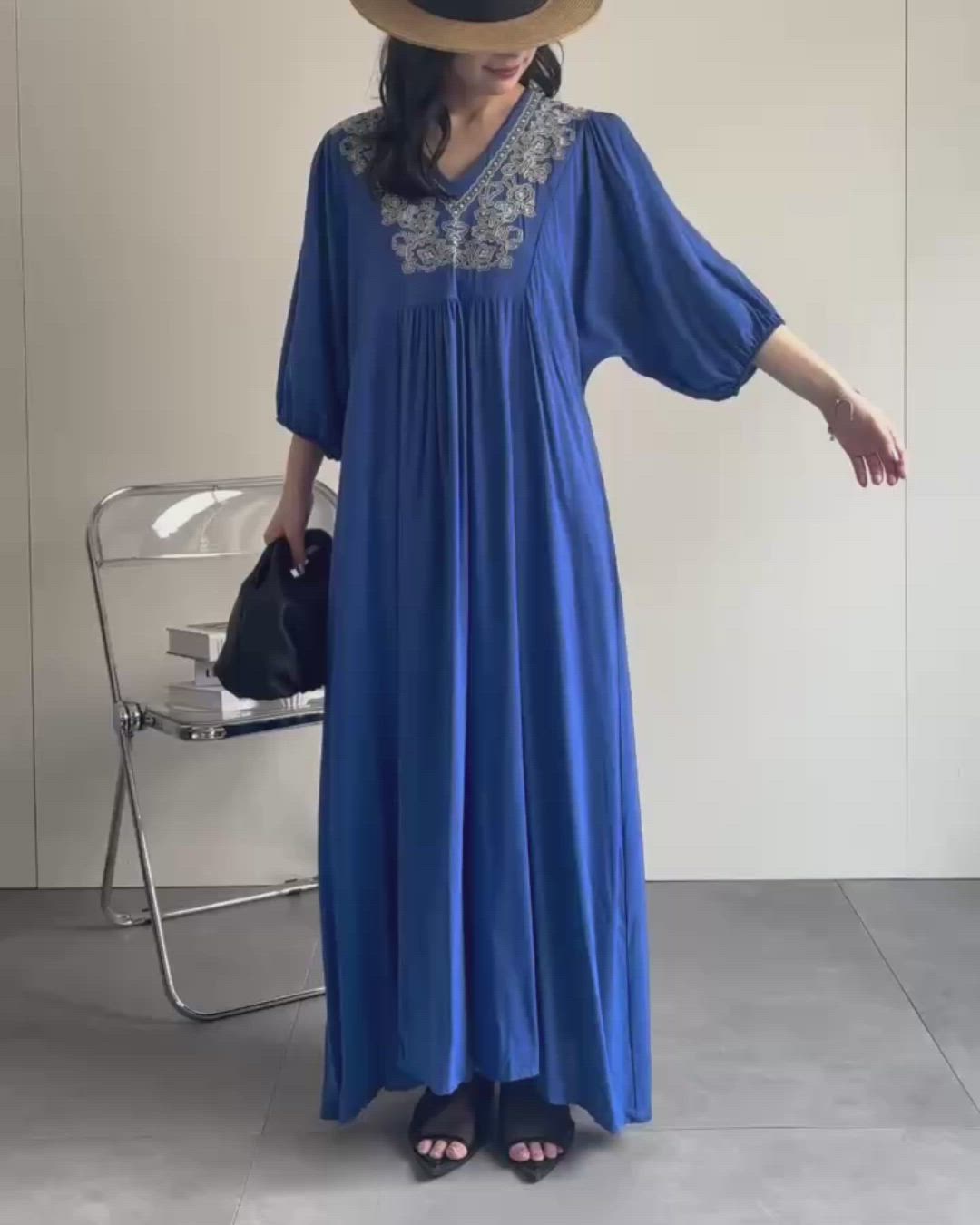 セール】刺繍フレアワンピース《動画あり》（ワンピース）｜ap retro