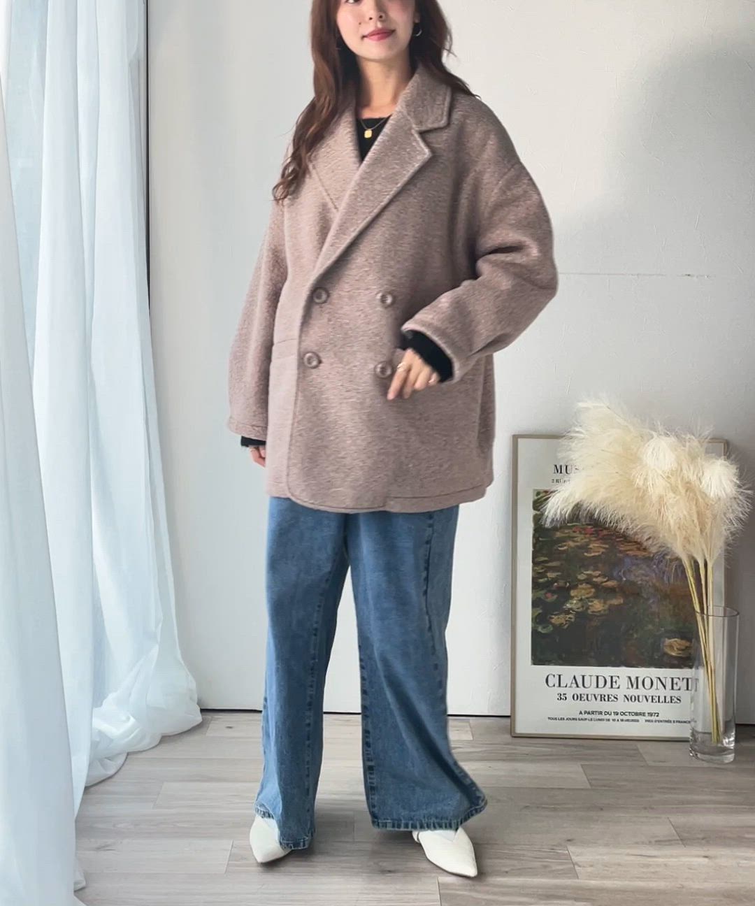 セール】大人の余裕、羽織るだけで美しく。フェイクウールPコート