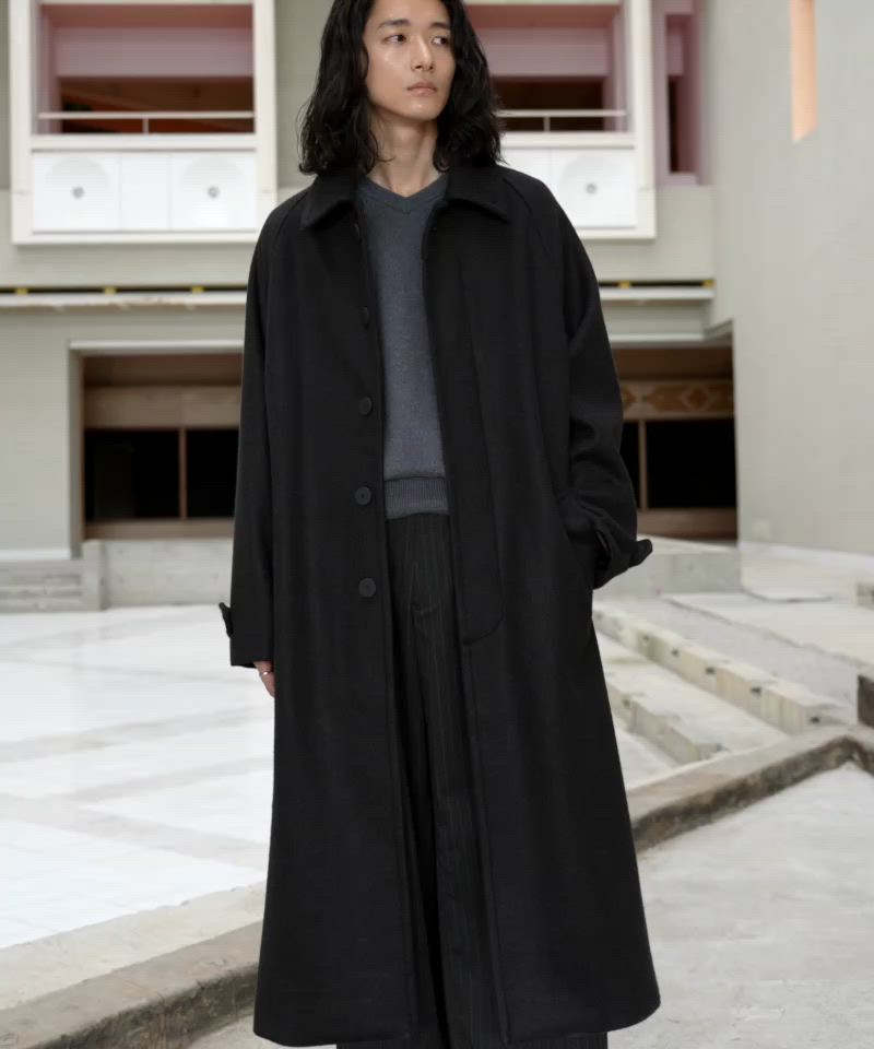 ジャケット・アウター WOOLY HERRINGBONE BALMACAAN COAT WYM LIDNM ステンカラーコート コート WOOLY HERRINGBONE BALMACAAN