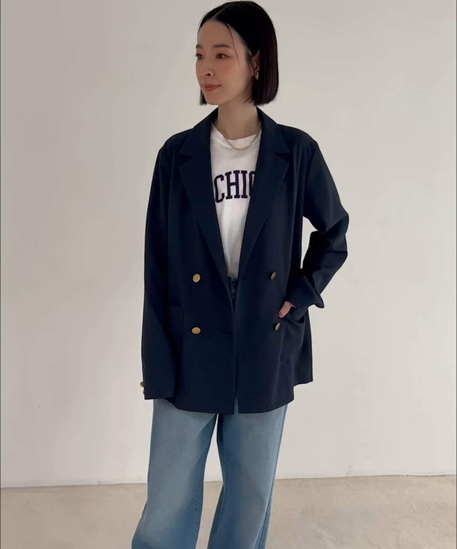 Aunely】すぐサラ UV ダブル テーラードジャケット＜YOSOOIシリーズ