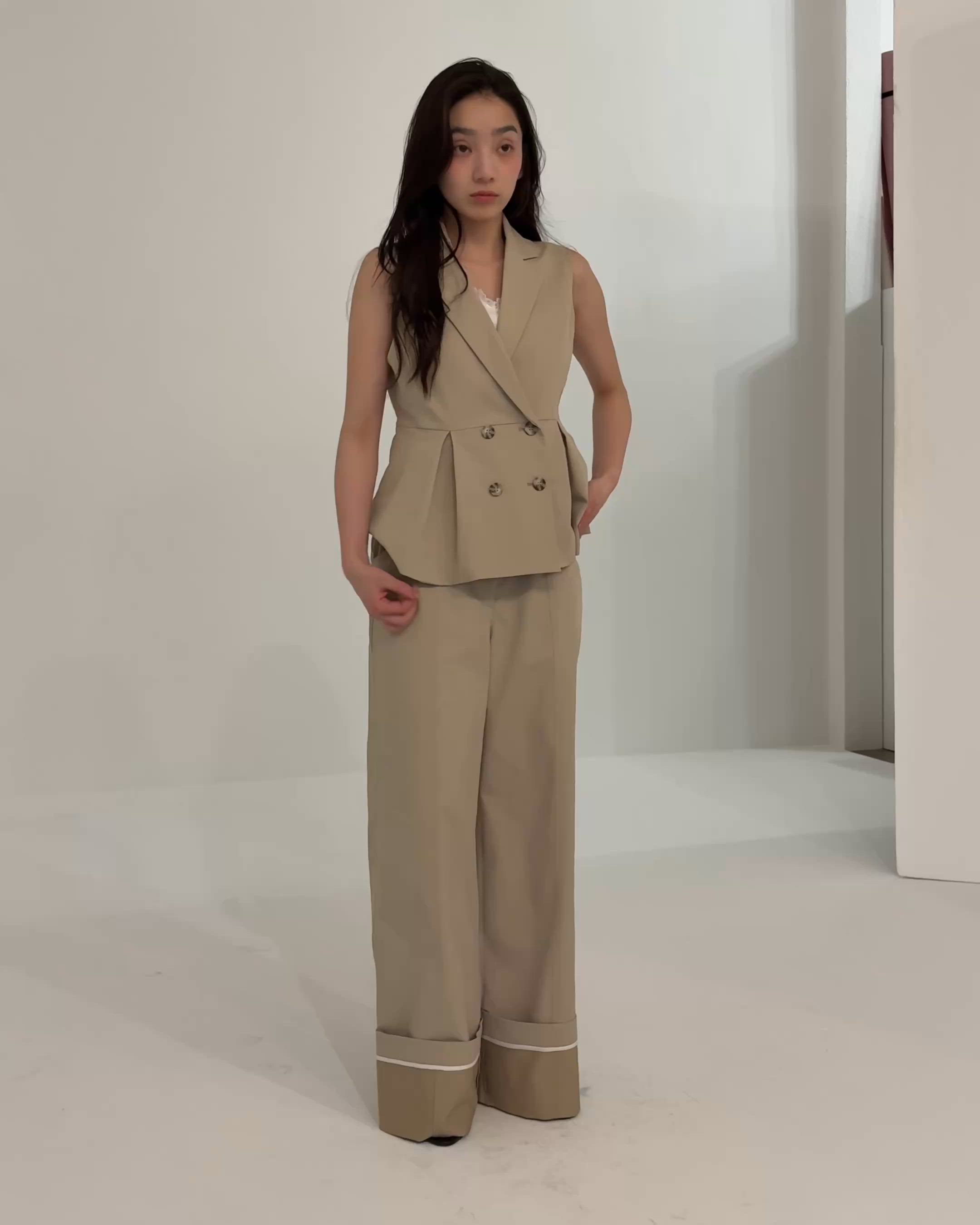 SENEE ウエストデザインワイドチノパンツ waist design wide chino pants（ウエストデザインワイドチノパンツ