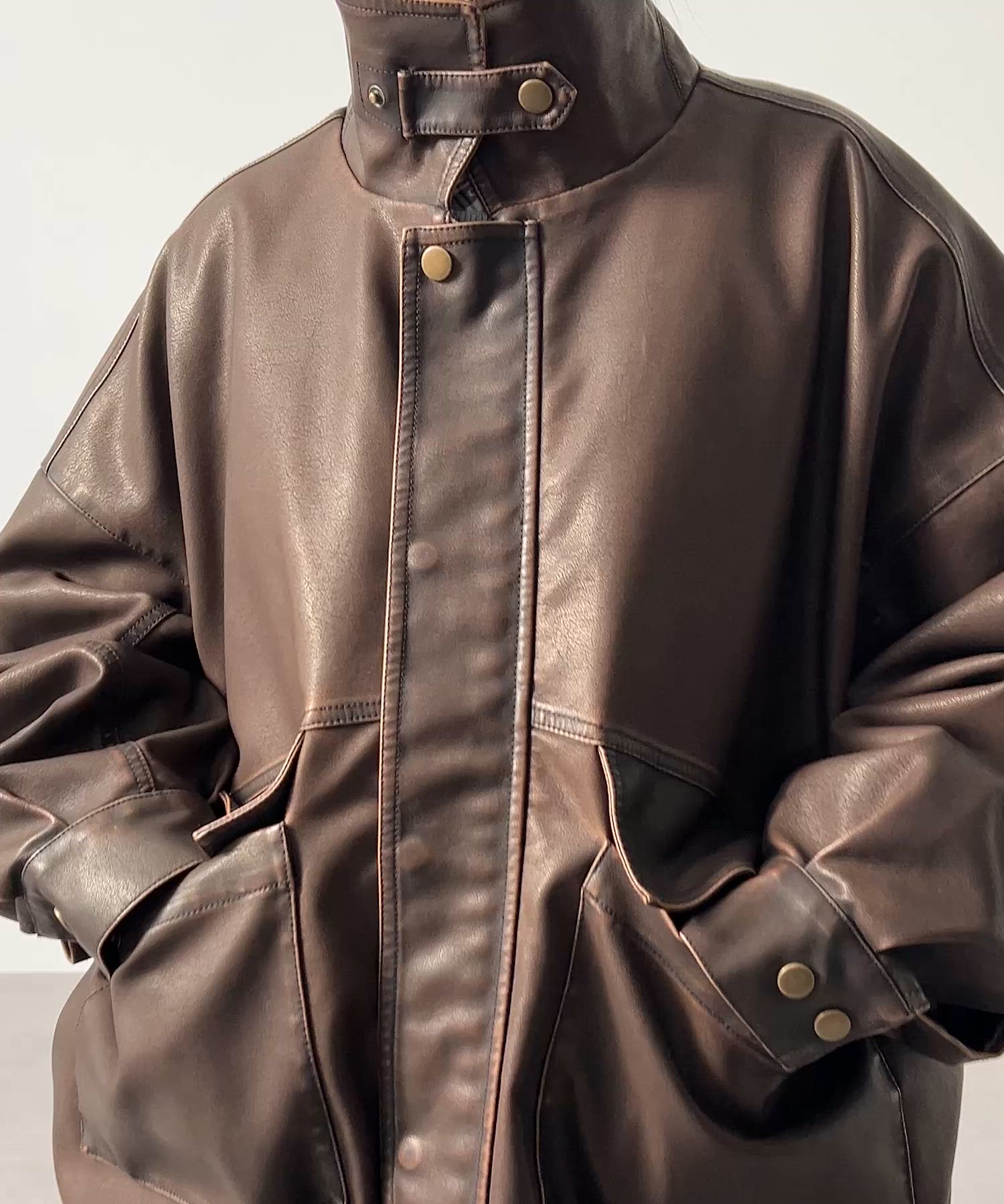 セール】比翼デザインヴィンテージライク オーバーサイズブルゾン