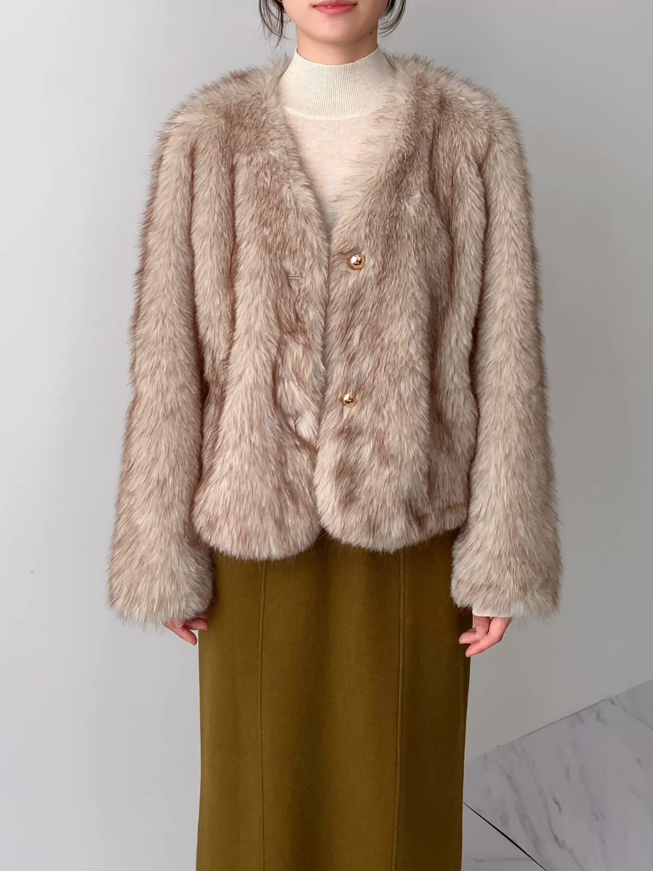 ⭐美品⭐GO TO HOLLYWOOD160ファーコート セール】【on:nue】[着用動画あり！] 金釦フェイクファーコート /2025