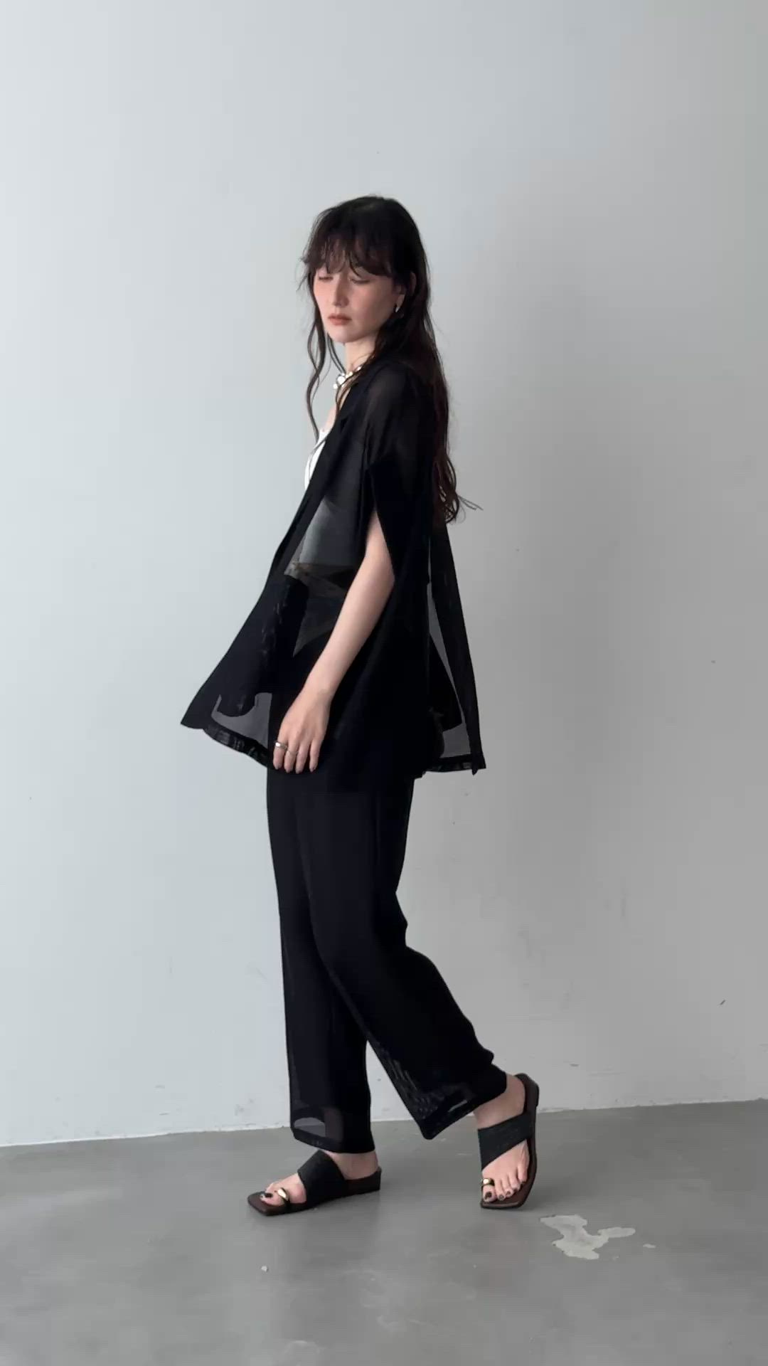 セール】Light mesh sheer French sleeve jacket / 軽やかメッシュ