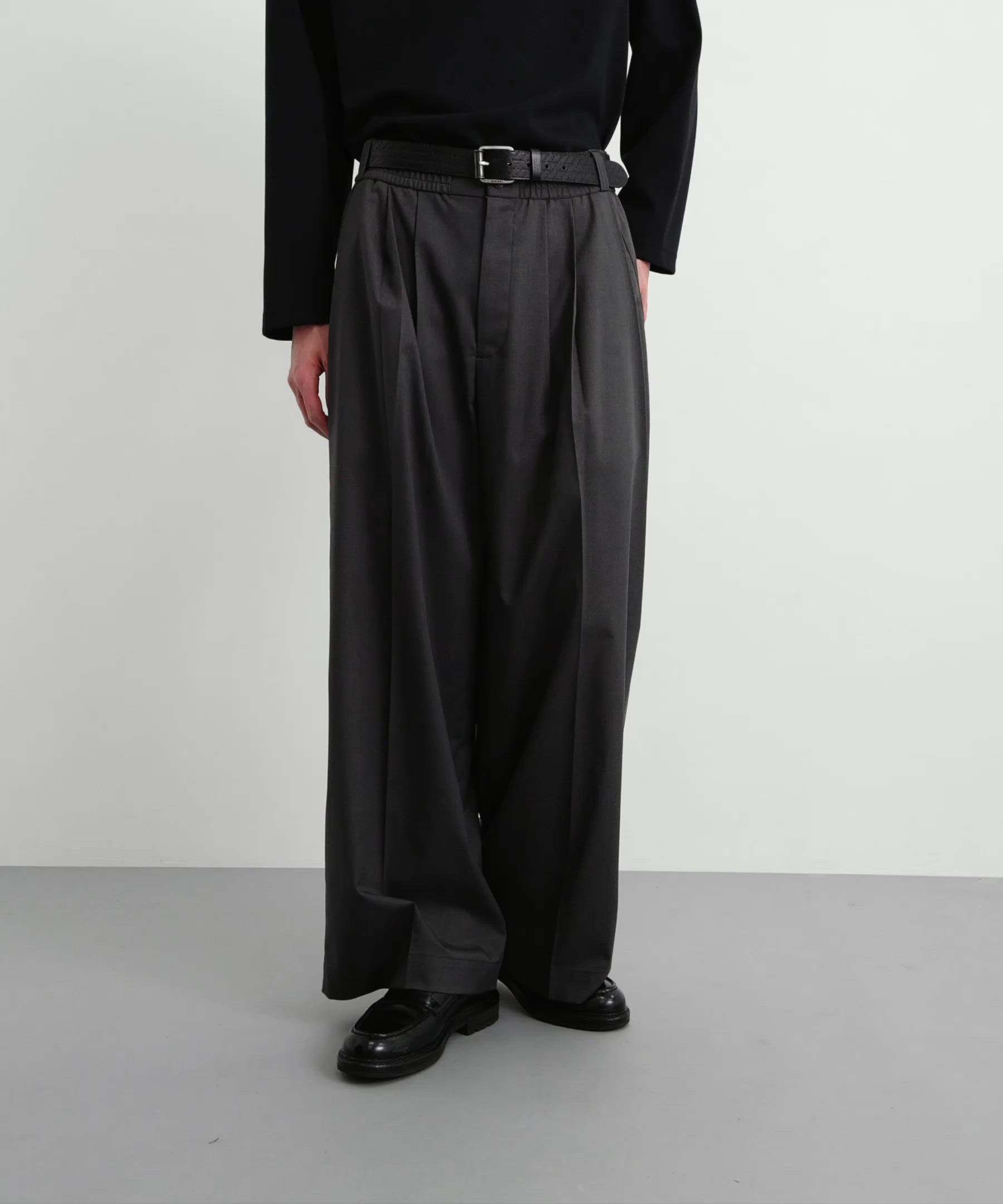 パブリックトウキョウ　スムージーワイドバレルレッグスラックス　ブラック スムージーワイドバレルレッグスラックス（スラックス）｜PUBLIC TOKYO