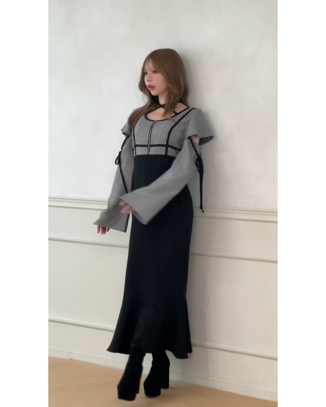 長袖フレアマーメイドワンピース（ワンピース）｜apres jour（アプレ