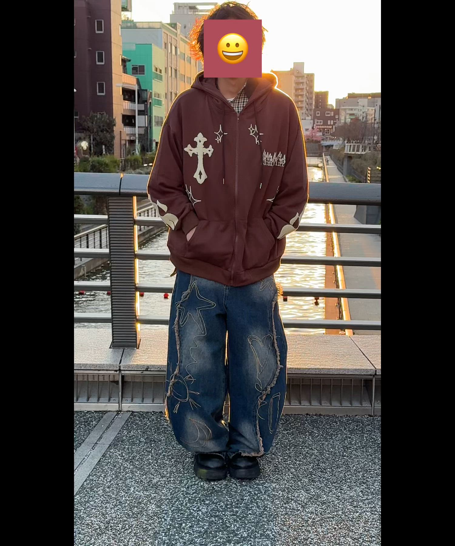 セール】【HOOK】クロスと炎刺繍ジップパーカー（パーカー）｜HOOK