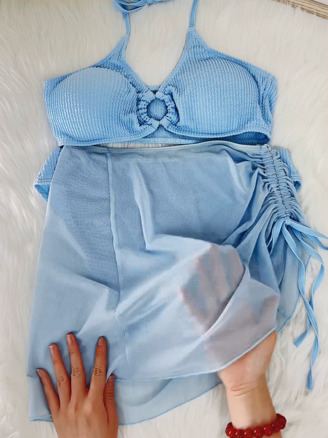 セール】【3点セット】フロントオープン ホルターネック スカート付き