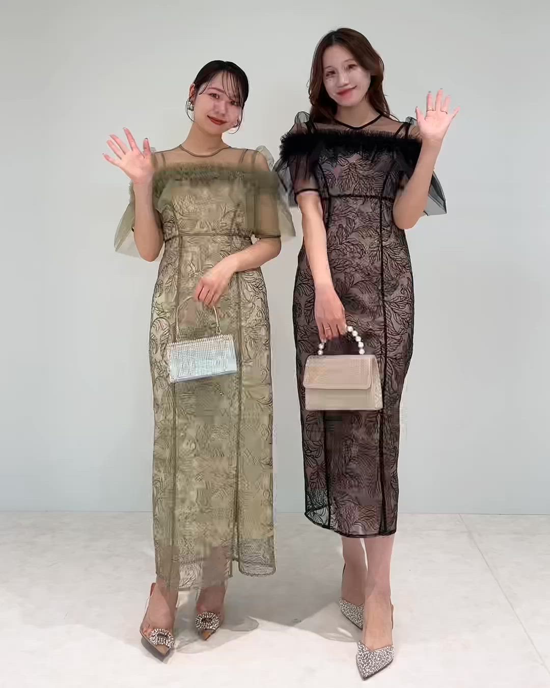 セール】【LEJA】3WAYフラワーチュールアシンメトリーIラインドレス