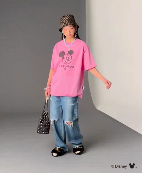 セール】ディズニー ミッキーマウス/綿100％フェイスプリントTシャツ