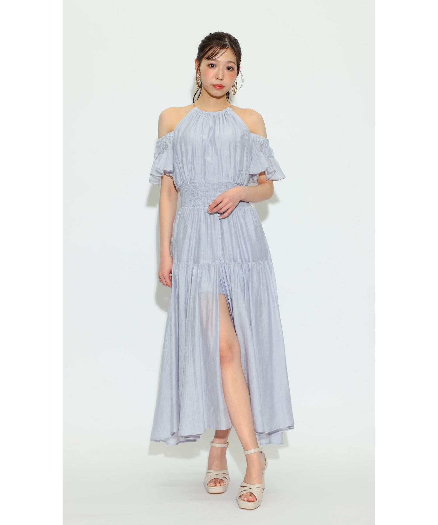2WAYホルターネックロンパース 春服 夏服（ワンピース）｜rienda