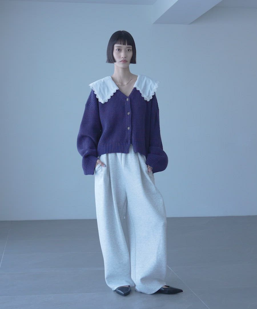 レースカラーニットカーディガン 646619（カーディガン/ボレロ