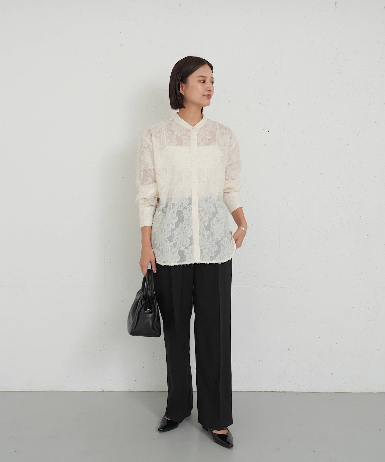 カットジャガードバンドカラーシャツ（シャツ/ブラウス）｜URBAN