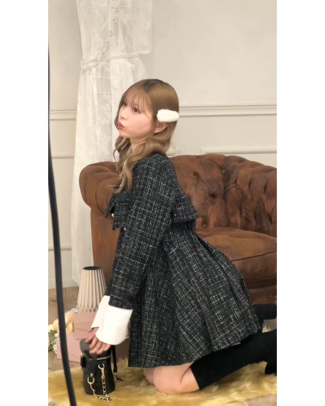 セット着用可能】ツイードショートジャケット（テーラードジャケット