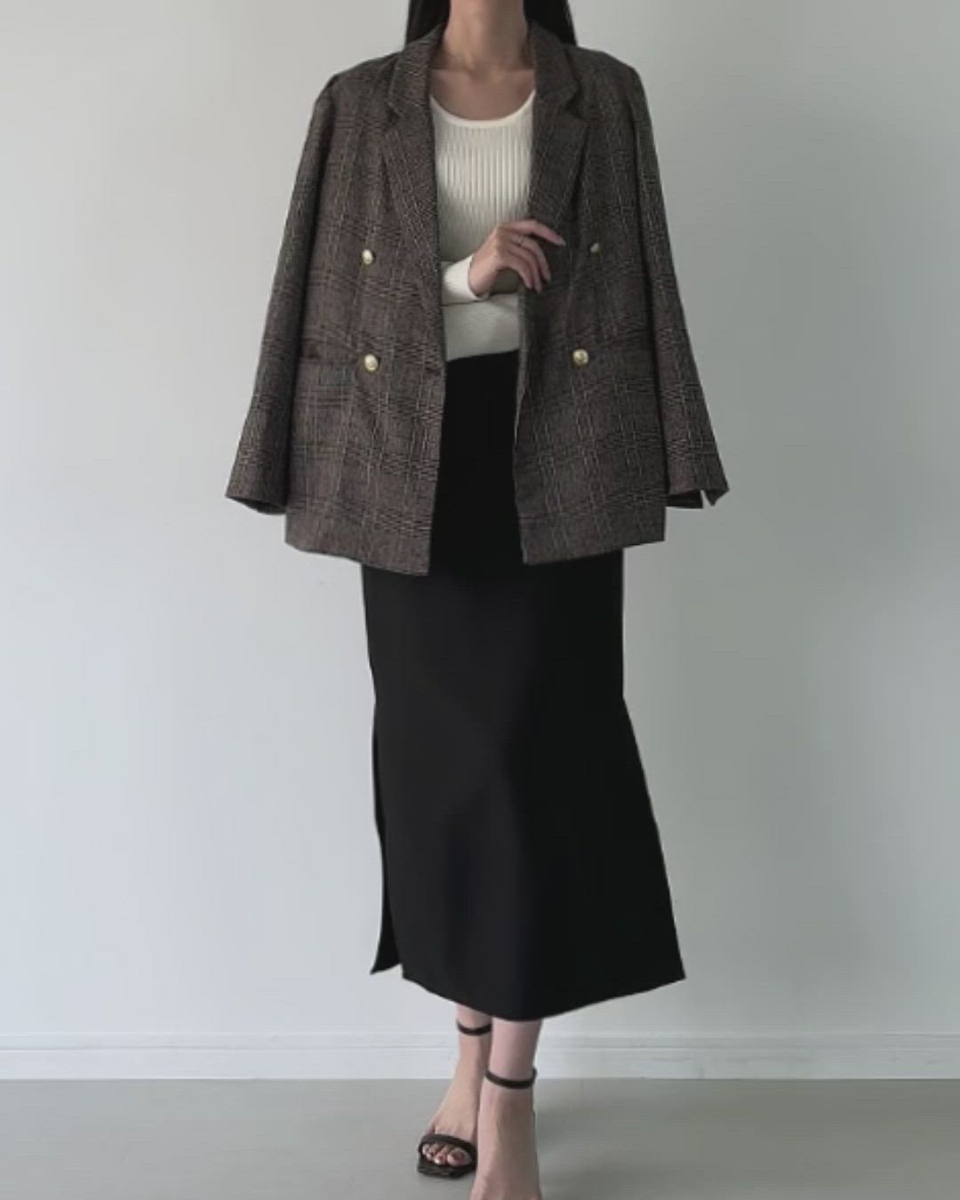 セール】【チェック/無地選べる】テーラードジャケット(ゆったり