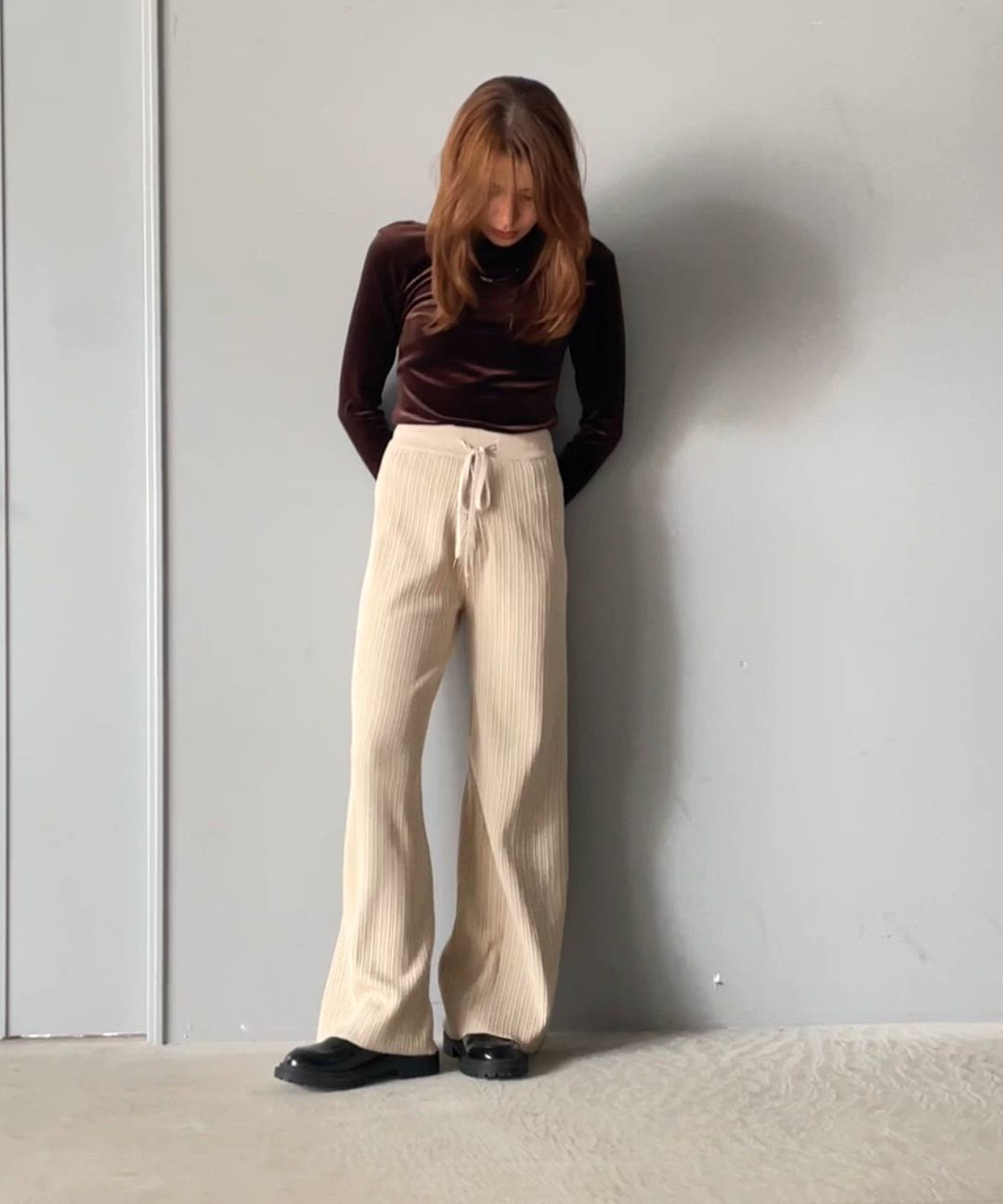 セール】履き心地楽ちん＆スッキリ脚長魅せ。ランダムリブニットパンツ
