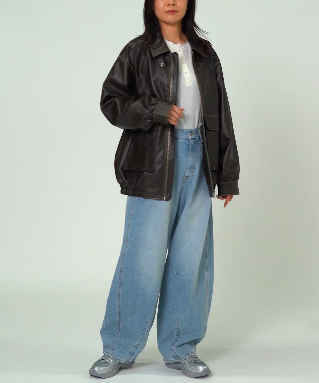 Ray BEAMS / フェイクレザーフライトジャケット サイズ1 Ray BEAMS（レイ ビームス）フェイクレザー フライト ジャケット