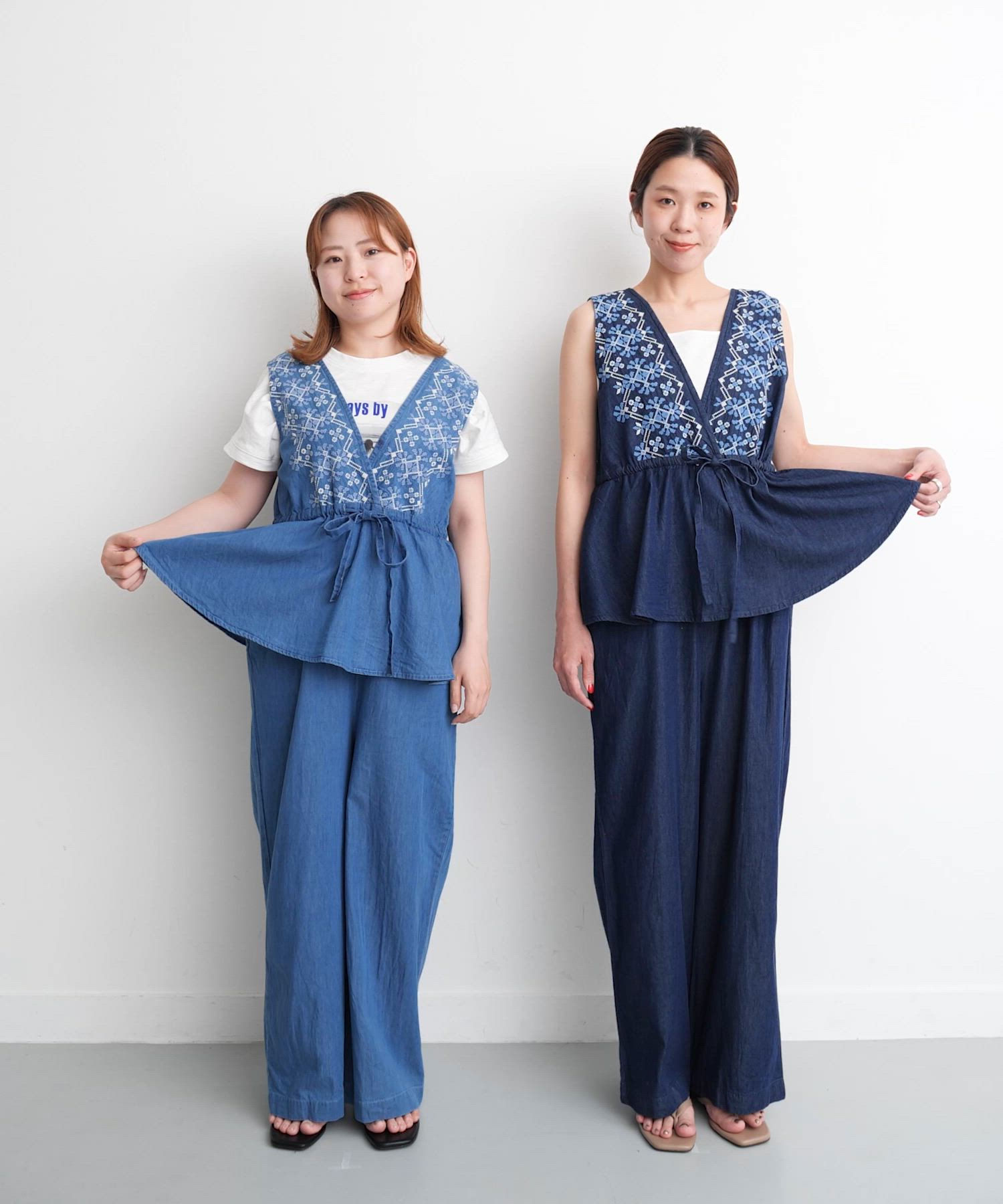 セール】クロス刺繍ペプラムサロペット（サロペット/オーバーオール