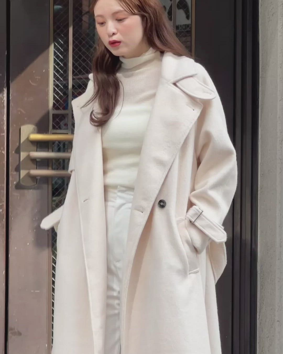 Olu. オルドット ダブルシャギーロングコート ivory ダブルシャギーロングコート