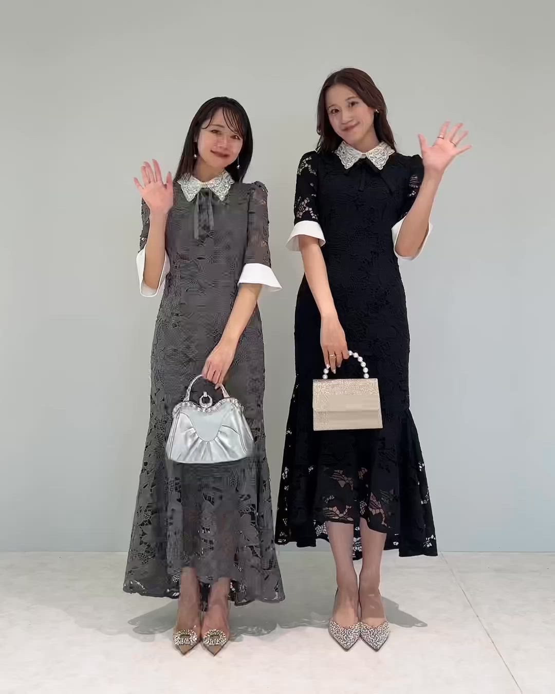 セール】【LEJA】パールカラーボウタイフラワーレースフィッシュテール