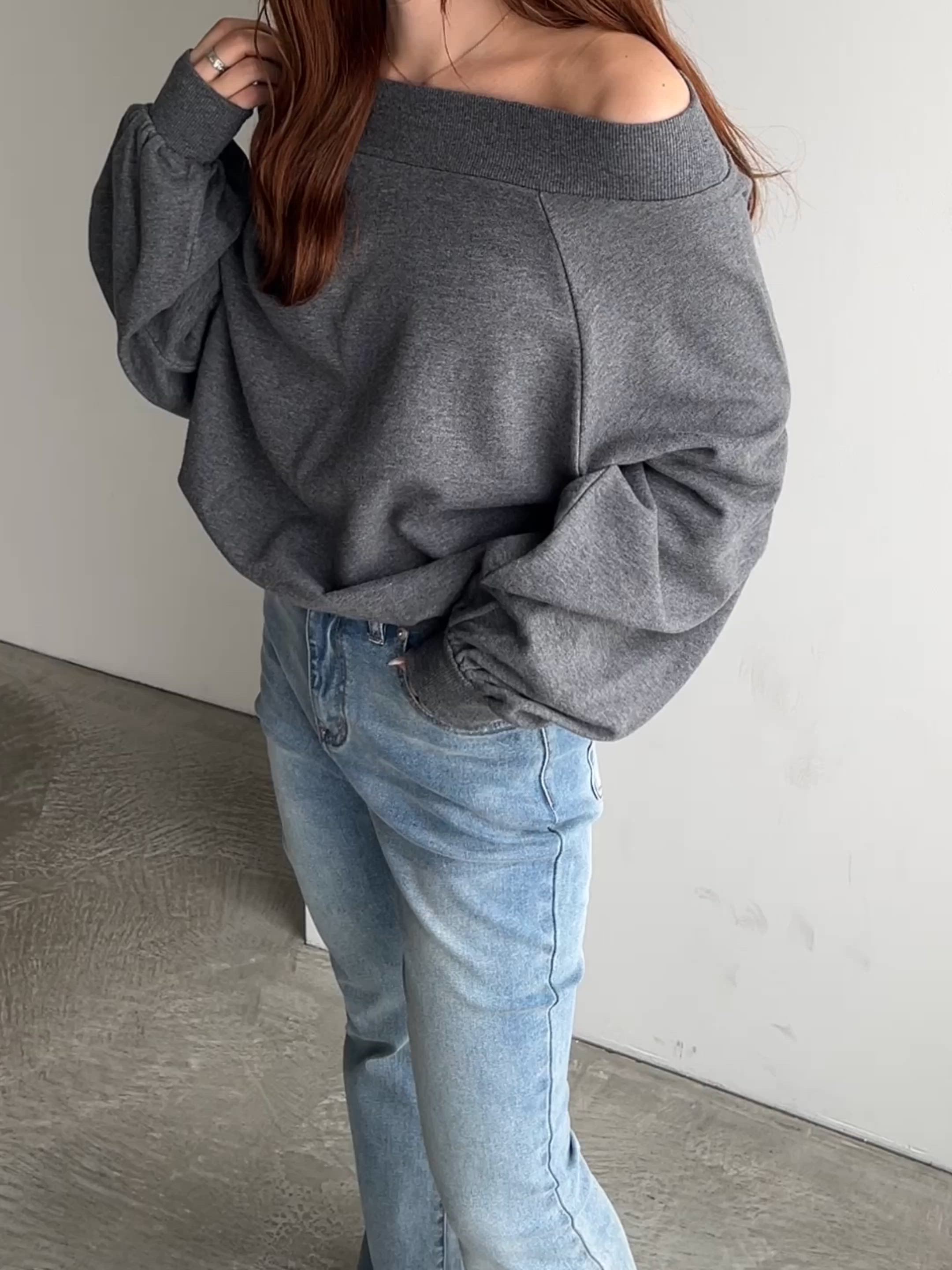 セール】【新色追加/6色展開】ボリュームスリーブオフショルダ